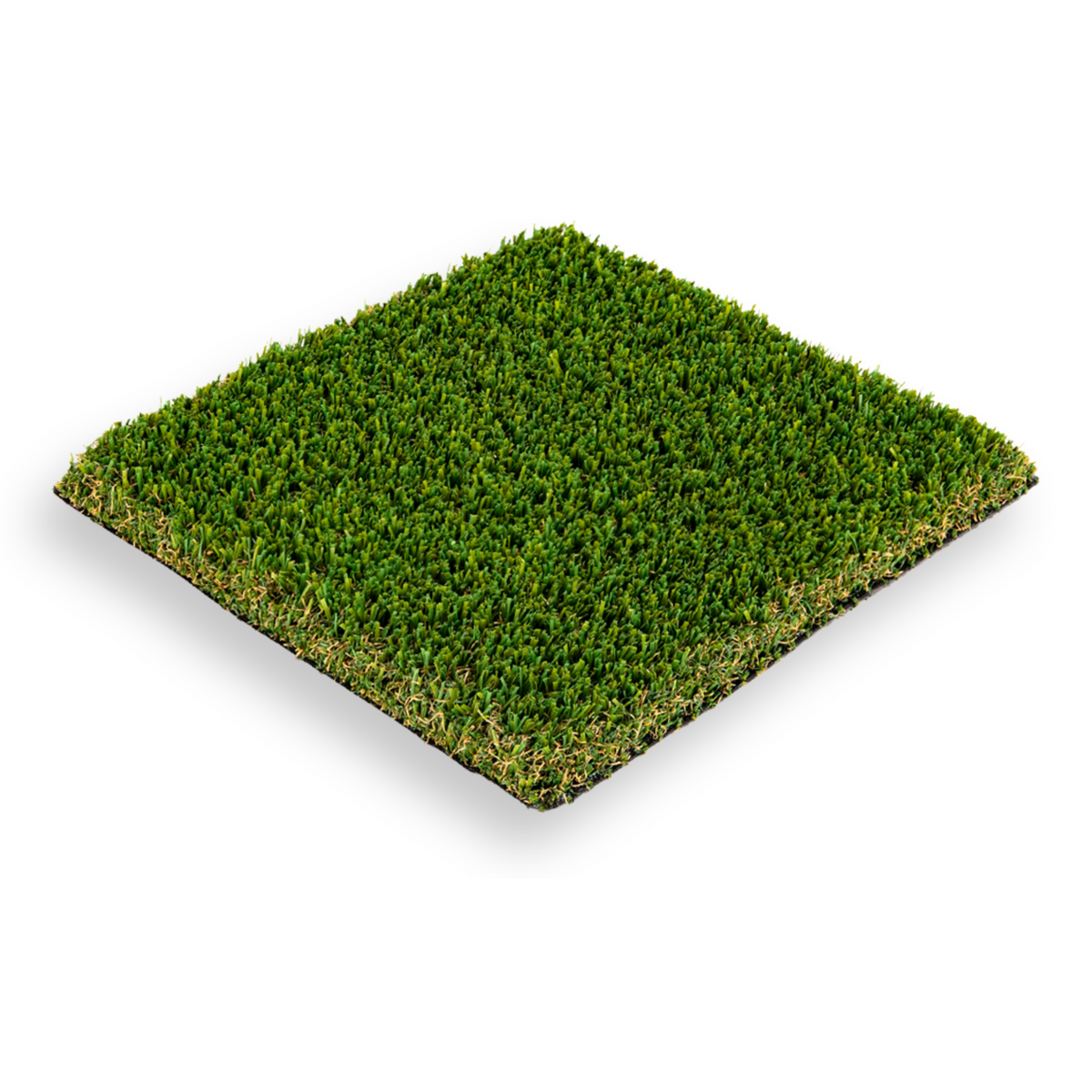 Square piece of pet artificial grass on a white background